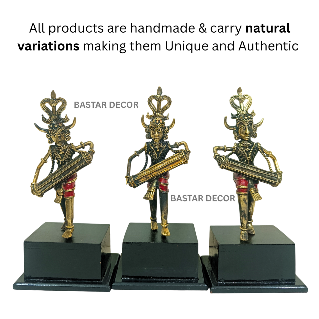 Dholak Dance Figurine, Dokra/Dhokra Art, Bell Metal Craft