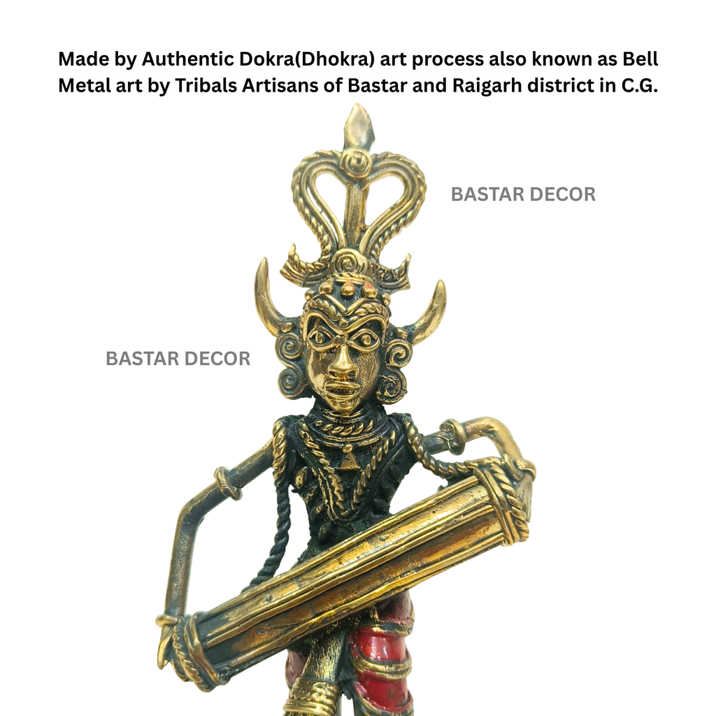 Dholak Dance Figurine, Dokra/Dhokra Art, Bell Metal Craft